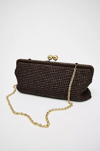 Beden kahverengi Renk ÖRGÜ CLUTCH ÇANTA