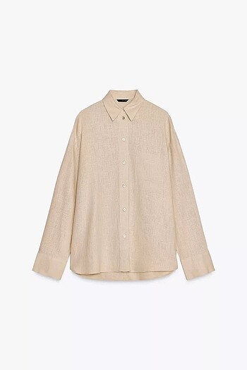 KETEN KARIŞIMLI OVERSIZE GÖMLEK
