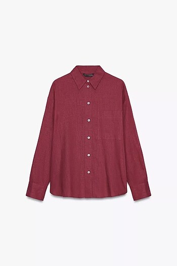 KETEN KARIŞIMLI OVERSIZE GÖMLEK