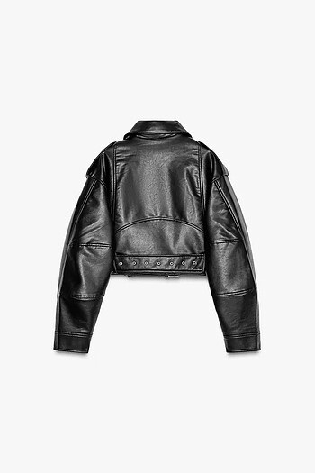 Zara SUNİ DERİ CROP BIKER CEKET