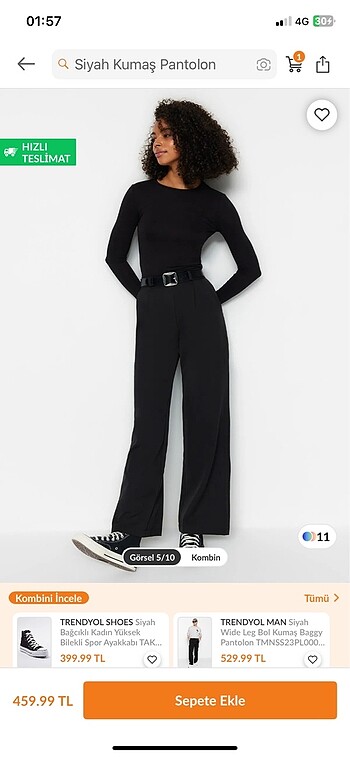 Siyah kumaş pantalon