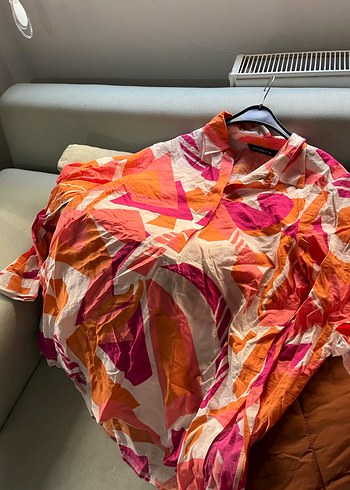 Renkli Batik Desenli Uzun Kadın Gömlek - Görsel 2