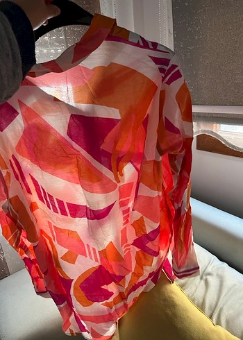 Renkli Batik Desenli Uzun Kadın Gömlek - Görsel 3