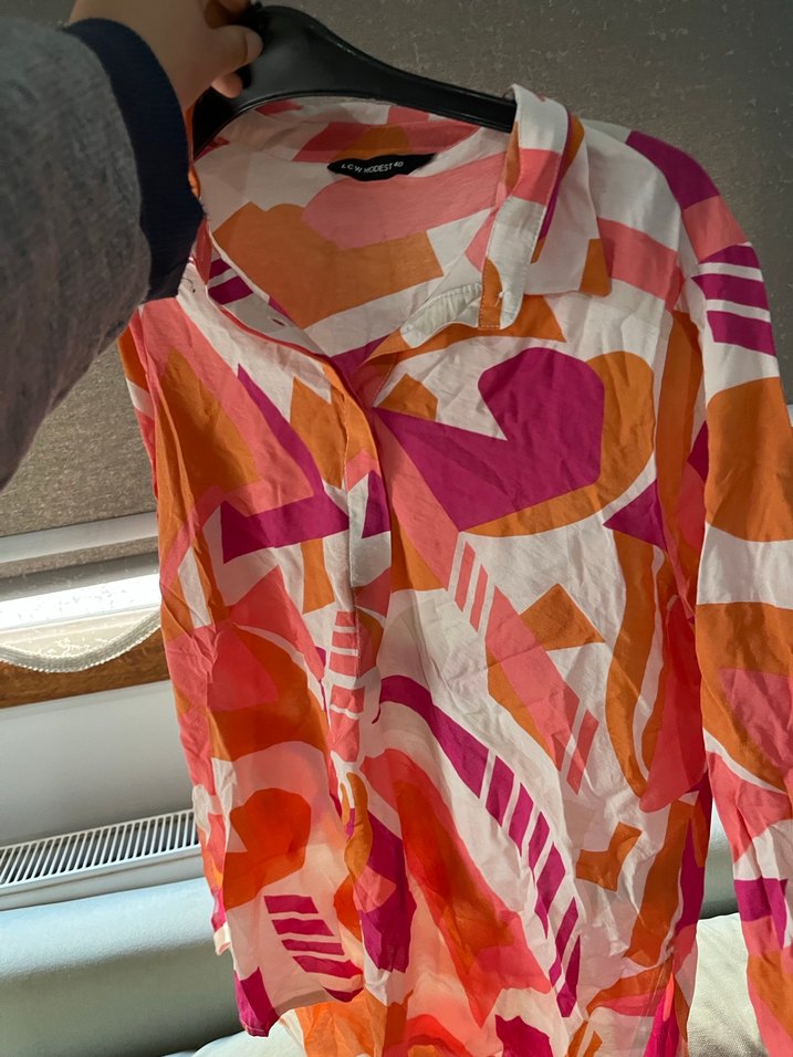 Renkli Batik Desenli Uzun Kadın Gömlek - Görsel 5