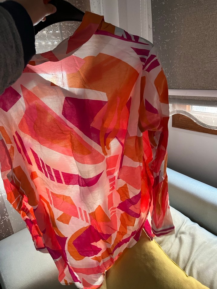 Renkli Batik Desenli Uzun Kadın Gömlek - Görsel 3