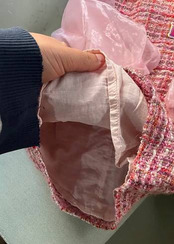 Kız Çocuk Pembe Örgü Uzun Kollu Elbise - Görsel 3