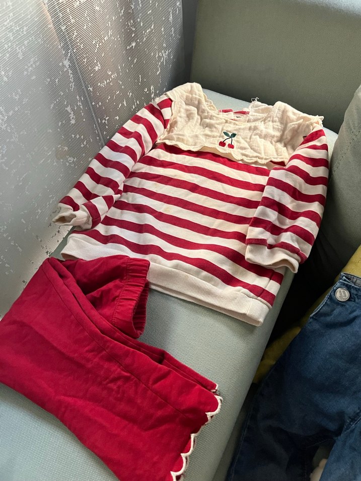 Kız Bebek Kırmızı Fırfırlı Takım - Görsel 5