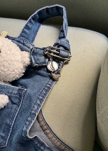 Kız Çocuk Mavi Denim Askılı Tulum - Görsel 3