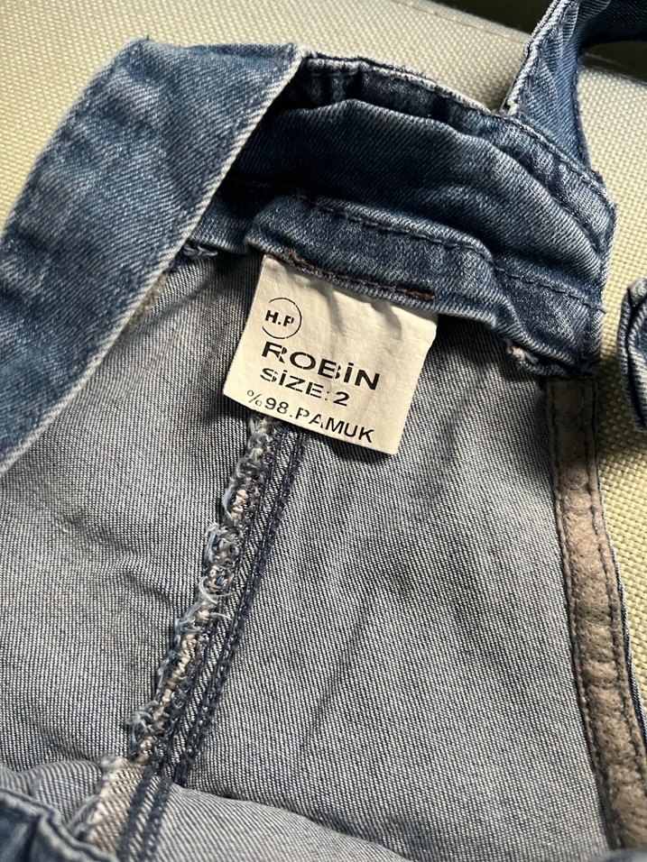 Kız Çocuk Mavi Denim Askılı Tulum - Görsel 4