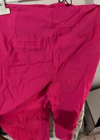 Pembe Drapeli Midi Kadın Kumaş Pantolon - Görsel 6