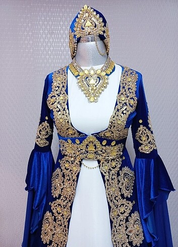 Satılık Saks Mavisi Bindallı Kaftan