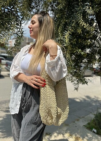 Diğer El Yapımı Hasır Örgü Çanta | Doğal ve Şık Tasarım