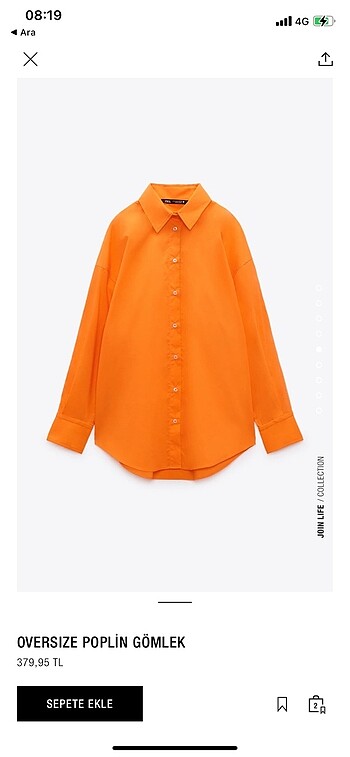 xs Beden turuncu Renk Zara gömlek