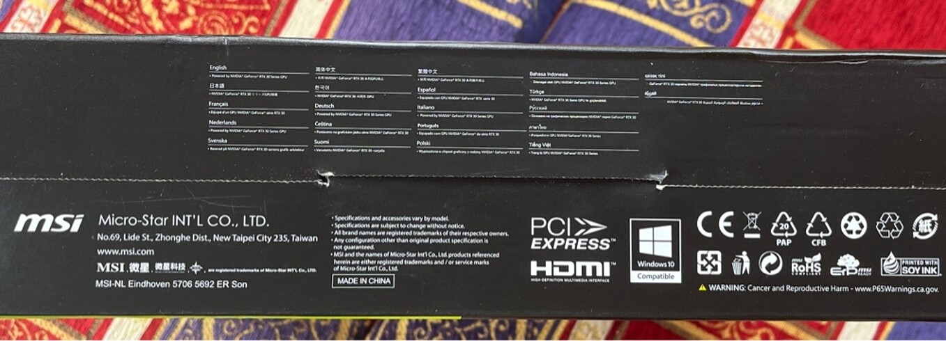Beden Renk YENİ MSİ Ekran Kartı Rtx 3090 Kutusunda