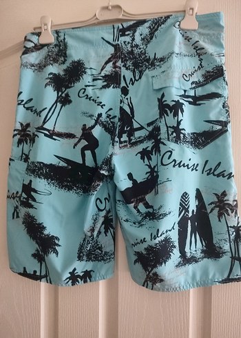 Turkuaz Desenli Erkek Midi deniz Şortu - Görsel 3