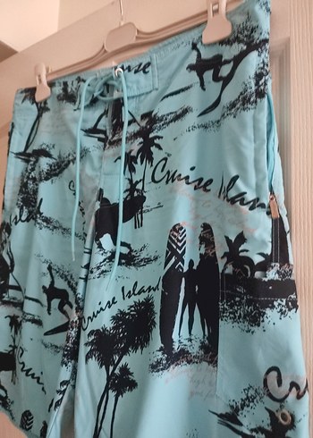 Turkuaz Desenli Erkek Midi deniz Şortu - Görsel 2