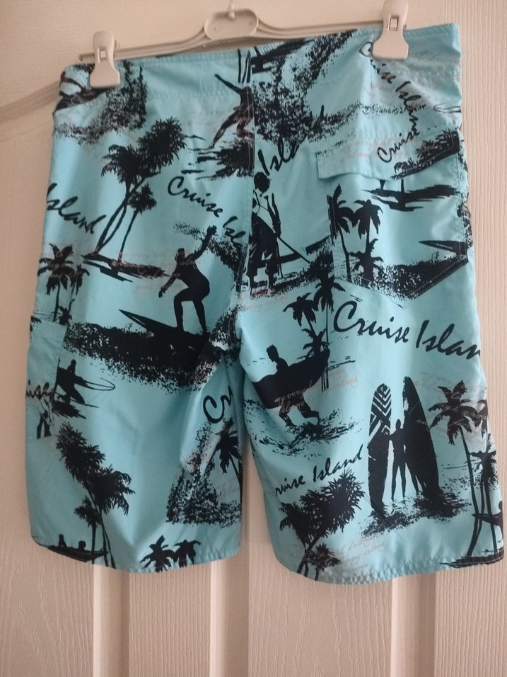 Turkuaz Desenli Erkek Midi deniz Şortu - Görsel 3