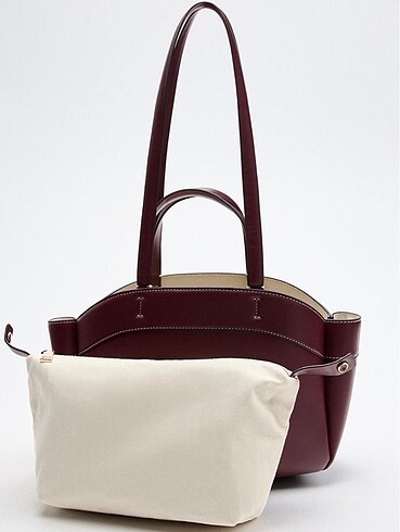 Zara Zara bordo tote çanta