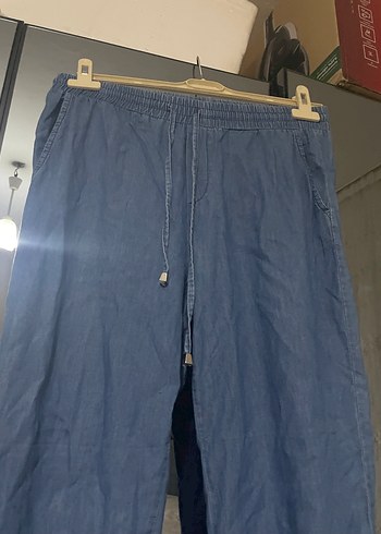 Diğer Kadın Mavi Bol Kesim Midi Kot Pantolon