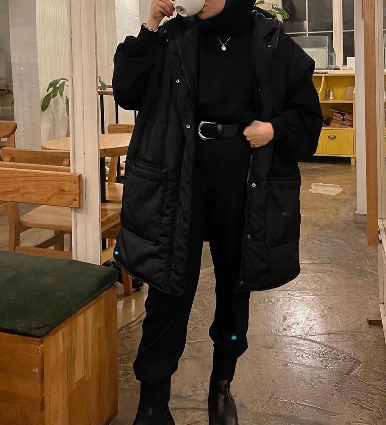 BE BLUE Kadın Siyah Midi Kolsuz Şişme Yelek - Görsel 3