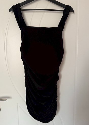 Uzun Siyah Drapeli Gotik Kadın Elbise