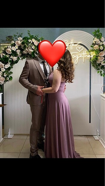 Diğer Tek omuz simli lila uzun elbise