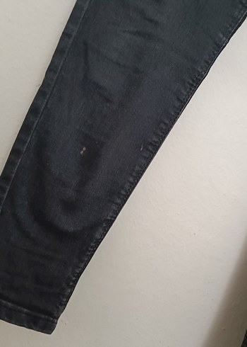 30 Beden Siyah Baskılı Düğmeli Denim Kadın Pantolon
