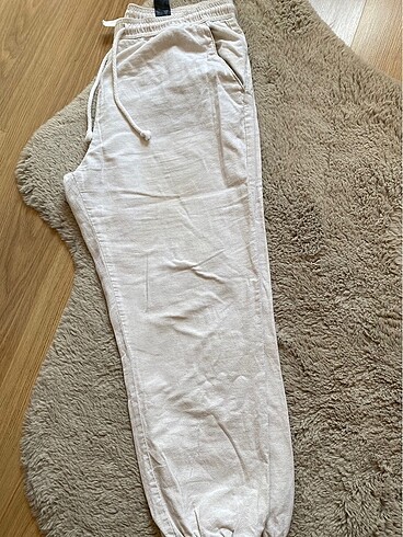 l/xl Beden Pull&bear erkek krem rengi keten pantolon