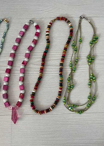 Uzun Çok Renkli Boncuklu Bohem Kolye - Görsel 3