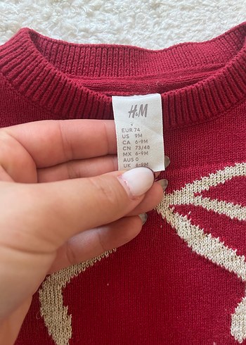 Kız Çocuk Kırmızı Nakışlı Triko Kazak - Görsel 3