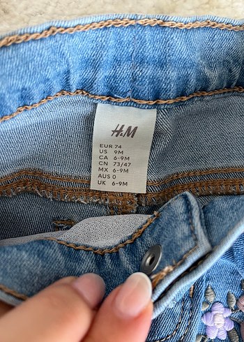 Nakışlı Mavi Kız Kot Pantolon - Görsel 2