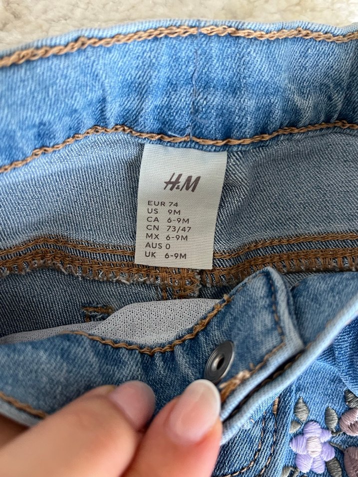 Nakışlı Mavi Kız Kot Pantolon - Görsel 2