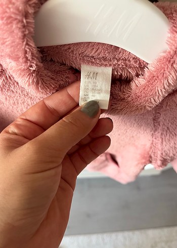 Kız Çocuk Pembe Kapüşonlu Peluş Ceket - Görsel 3
