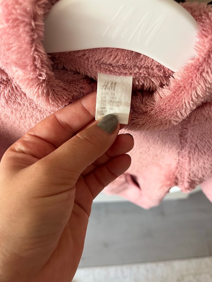 Kız Çocuk Pembe Kapüşonlu Peluş Ceket - Görsel 3