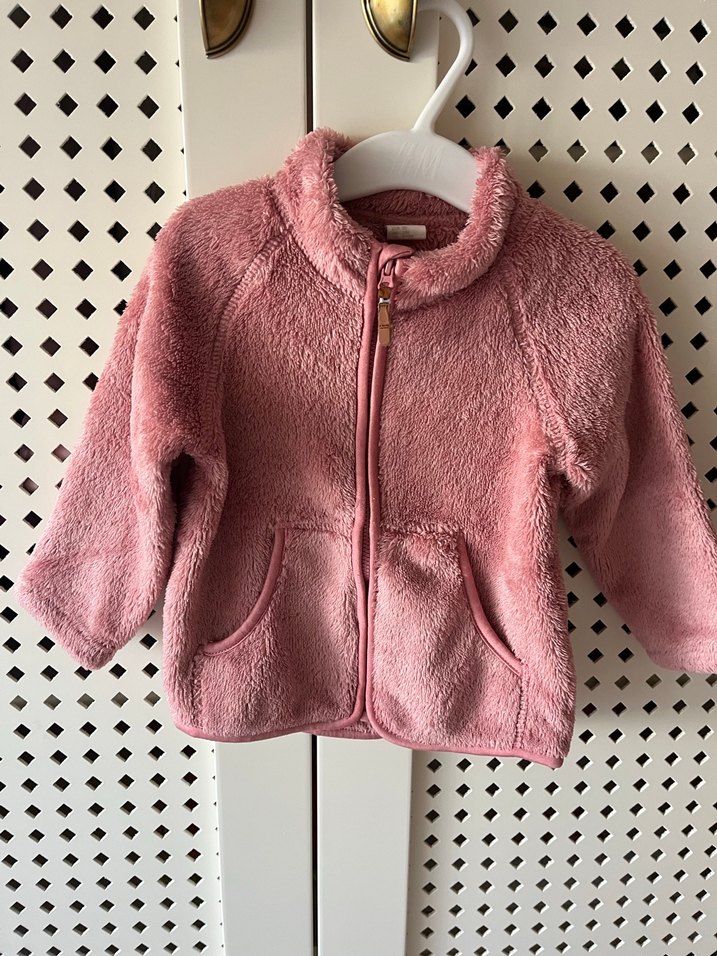 Kız Çocuk Pembe Kapüşonlu Peluş Ceket - Görsel 2