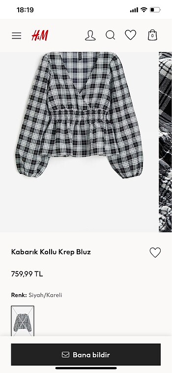 H&M H&M markaKabarık Kollu Krep Bluz