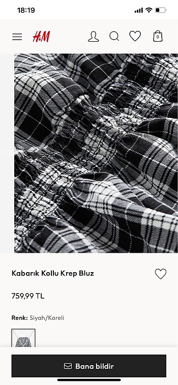 xs Beden H&M markaKabarık Kollu Krep Bluz
