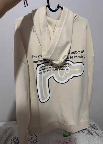 m Beden Kadın Beyaz Kapüşonlu Oversize Sweatshirt