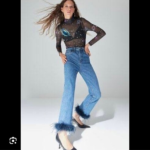 Trendyolmilla tüylü jean