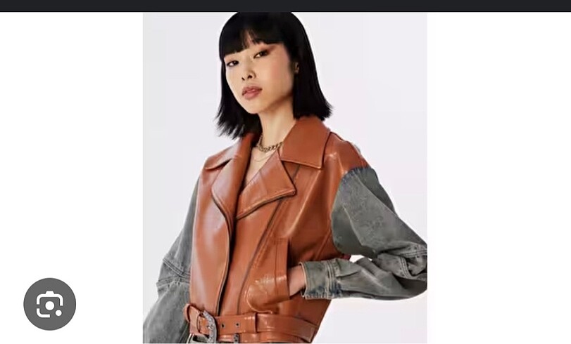 Twist denim mix biker mont