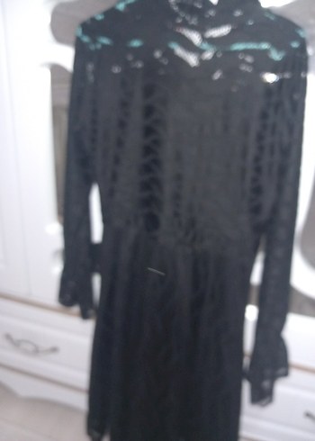 Dantel Detaylı Siyah kısa Elbise - Görsel 8