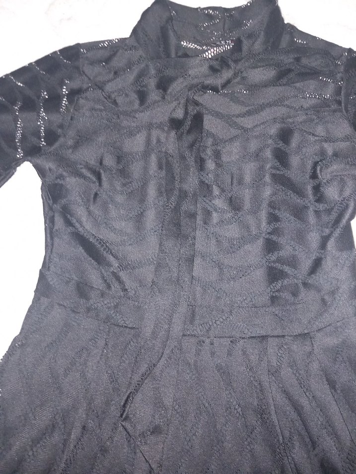 Dantel Detaylı Siyah kısa Elbise - Görsel 3