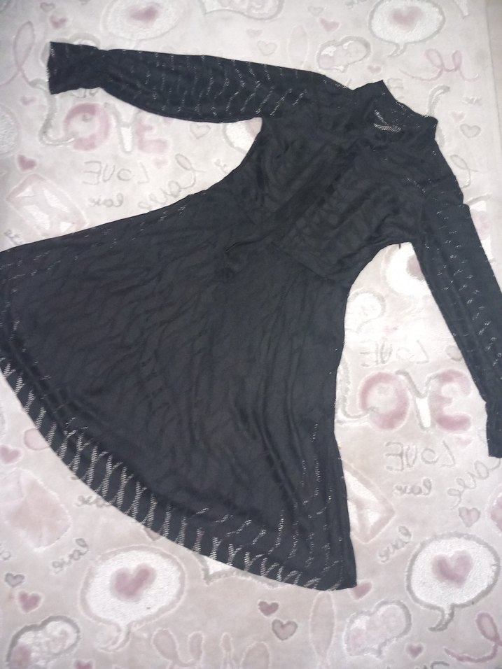 Dantel Detaylı Siyah kısa Elbise - Görsel 2