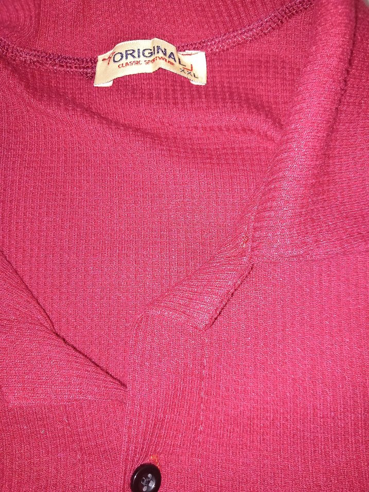 Bordo Düğmeli Kısa Kollu Erkek Gömlek - Görsel 5