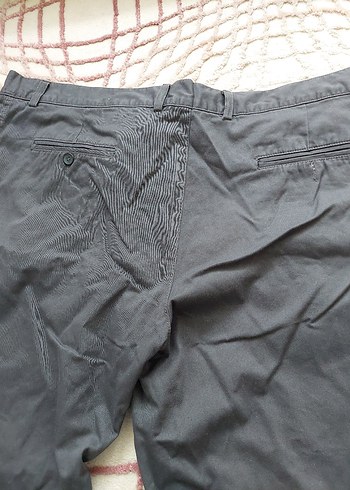 Gri Keten Düğmeli Erkek Pantolon