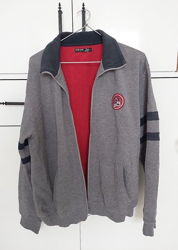 Gri Fermuarlı Erkek Sweatshirt