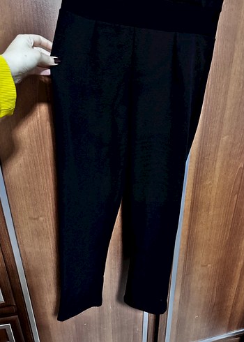 Siyah V Yaka Midi Kadın Tulum - Görsel 2