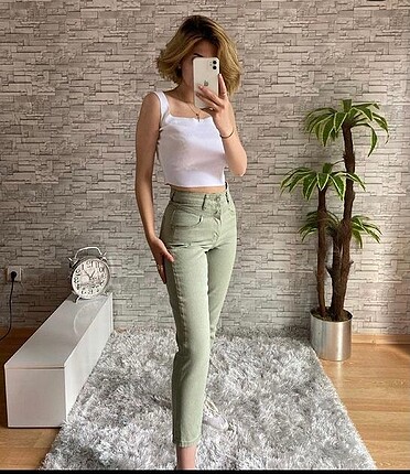 Yesil yuksel bel mom jean