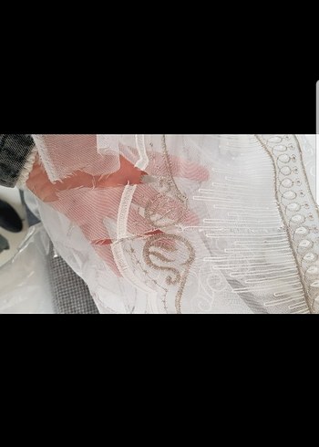 Bej İşlemeli Tül Perde - Görsel 5