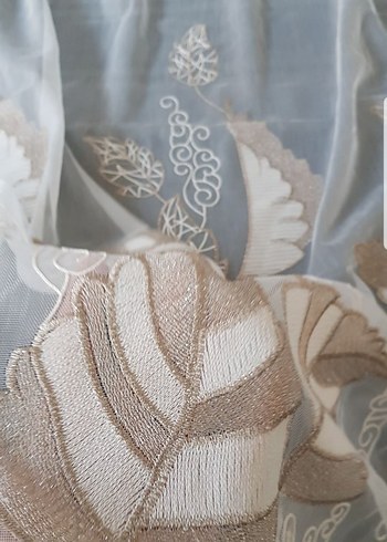 Bej İşlemeli Tül Perde - Görsel 4